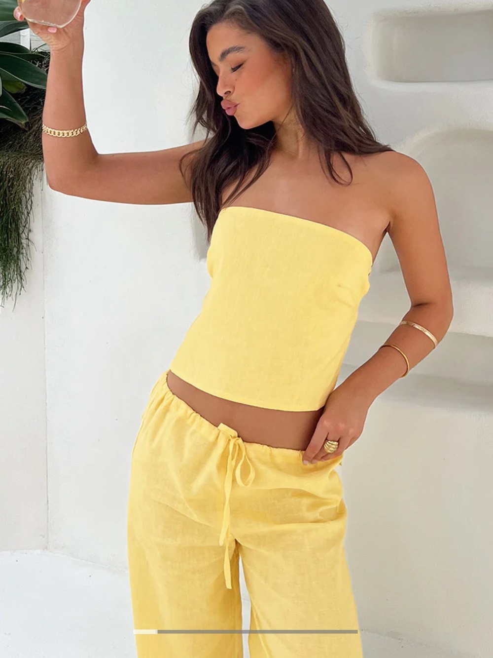 Beginning Boutique Yellow Strapless Tube Top